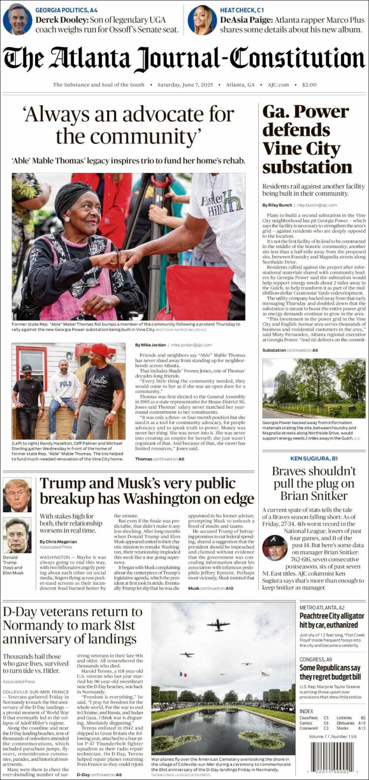 Portada de The Atlanta Journal-Constitution (USA)