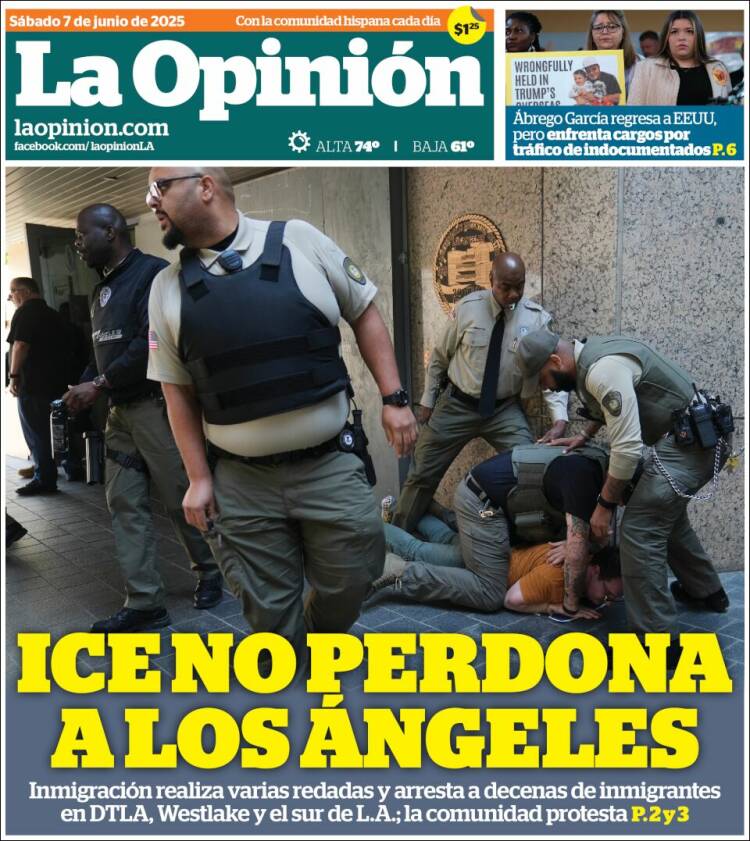Portada de La Opinión (USA)