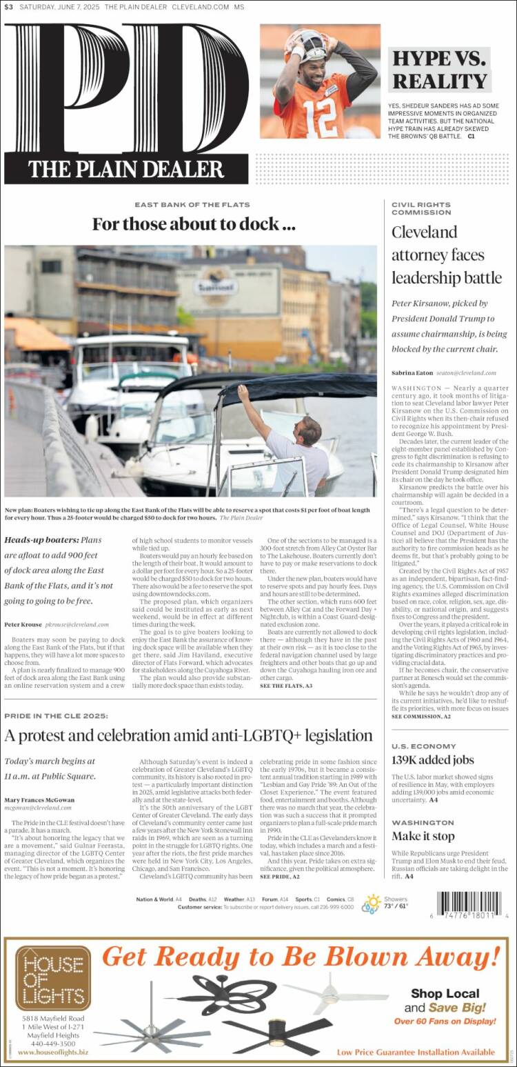 Portada de The Plain Dealer (USA)