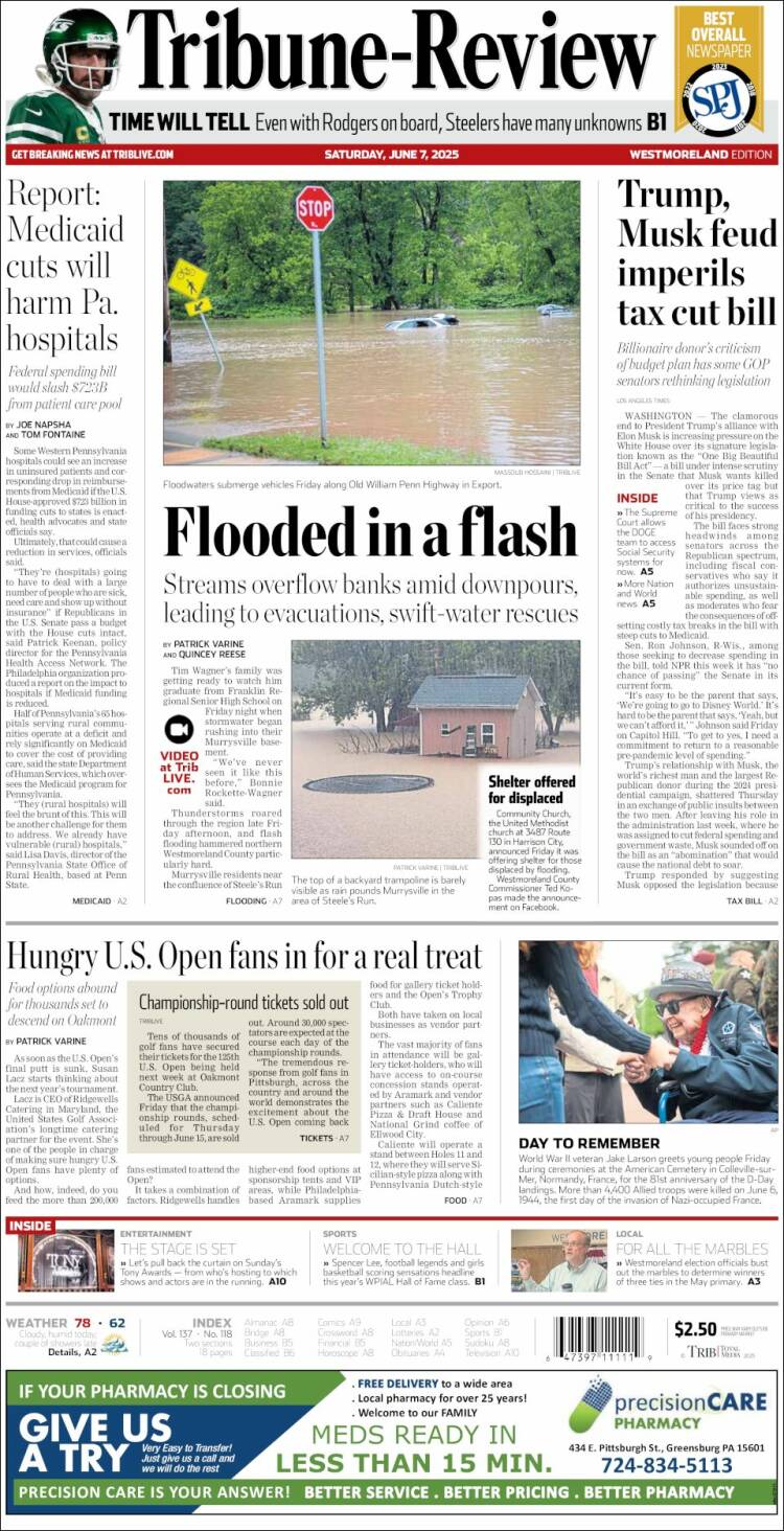 Portada de Tribune-Review (USA)