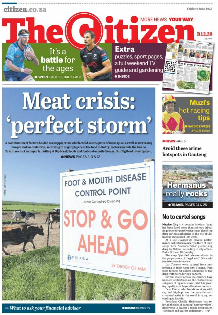 Portada de The Citizen (Sud&aacute;frica)