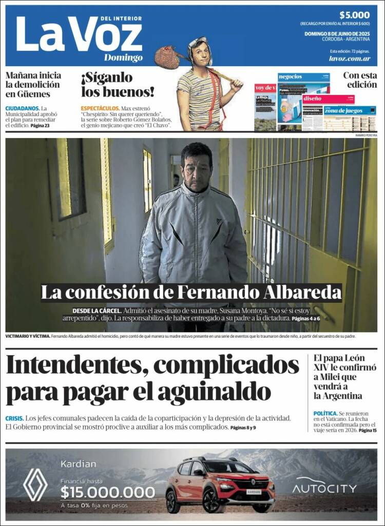 Portada de La Voz del Interior (Argentina)