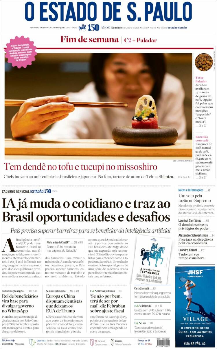 Portada de O Estado de São Paulo (Brasil)