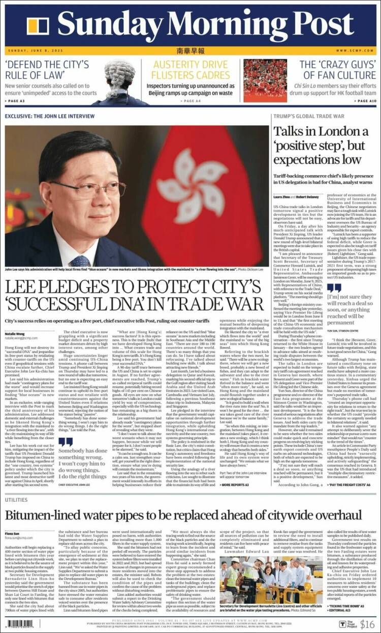 Portada de South China Morning Post (China)