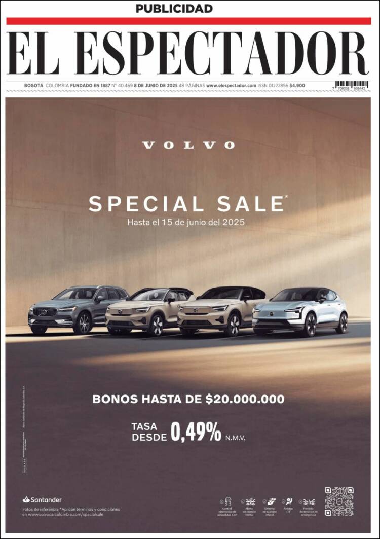 Portada de El Espectador (Colombia)