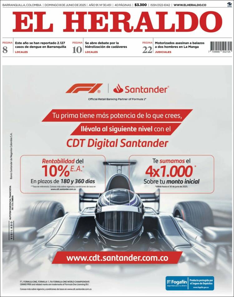 Portada de El Heraldo (Colombia)
