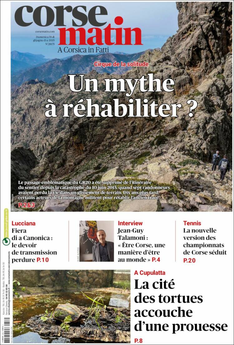 Portada de Corse-Matin (Francia)