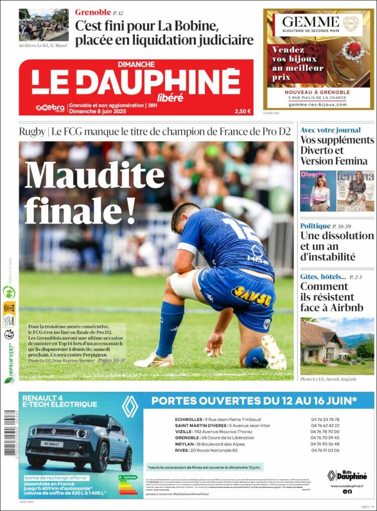 Portada de Le Dauphiné Libéré (Francia)