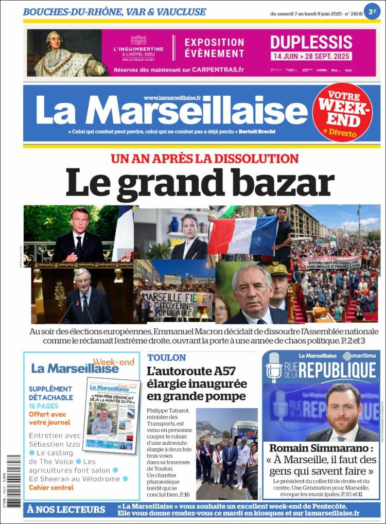 Portada de La Marseillaise (Francia)