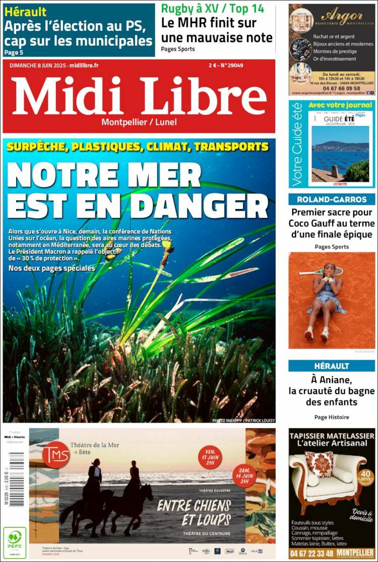 Portada de Midi Libre (Francia)