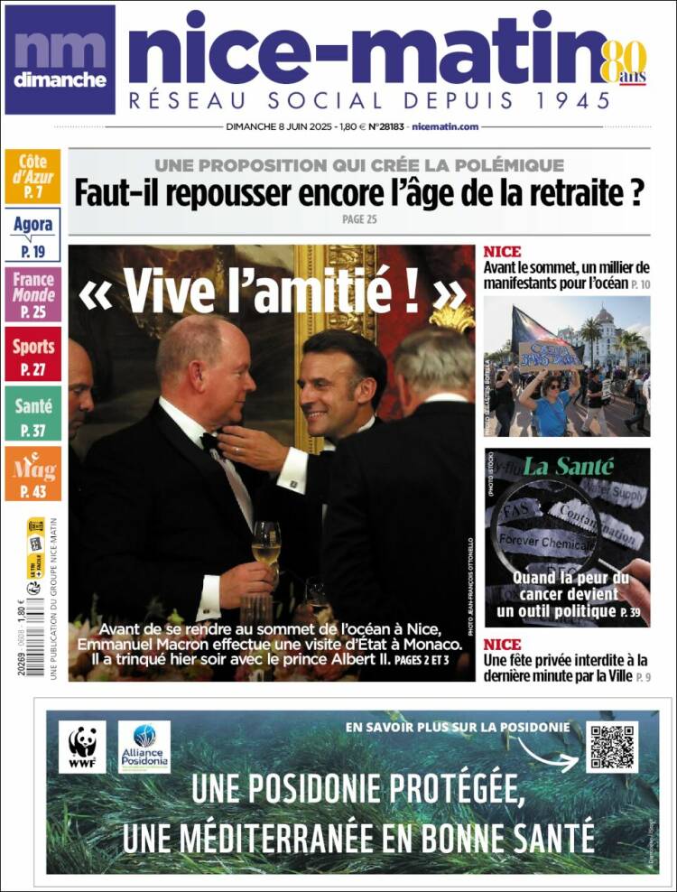 Portada de Nice-Matin (Francia)