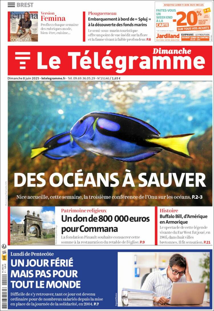 Portada de Télégramme (Francia)
