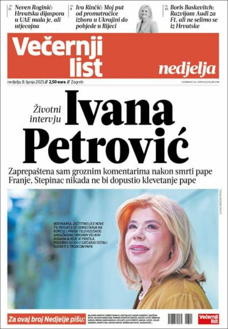 Portada de Večernji (Croacia)