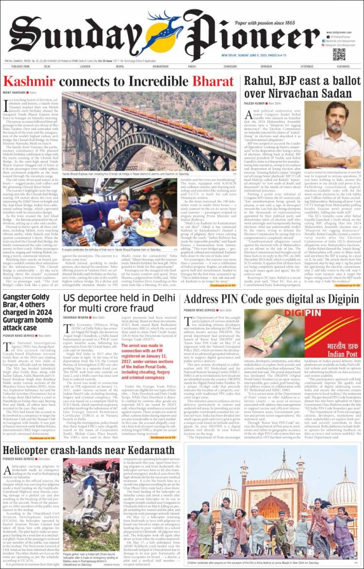 Portada de The Pioneer (India)
