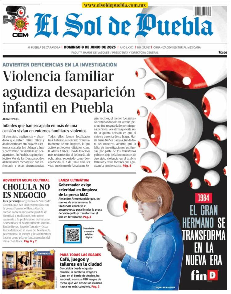 Portada de El Sol de Puebla (México)