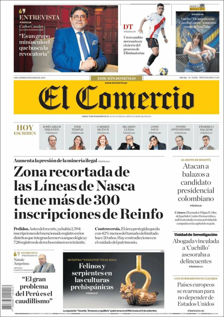 Portada de El Comercio (Perú)