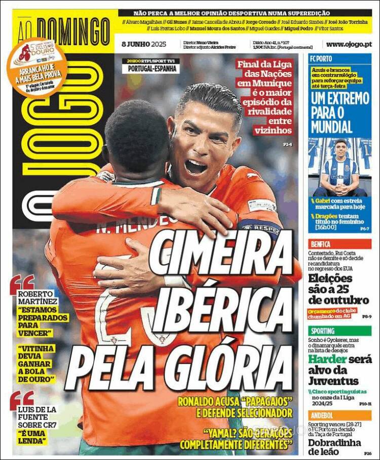 Portada de O Jogo (Portugal)