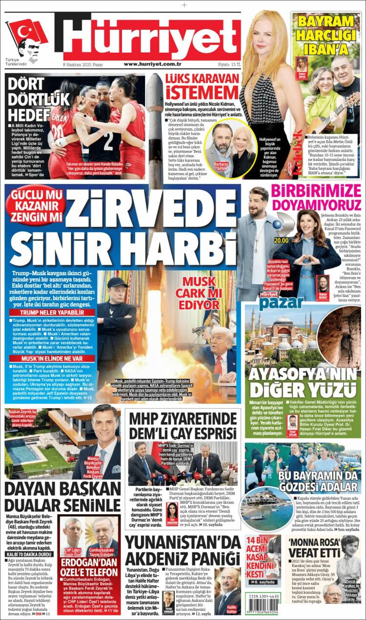 Portada de Hürriyet (Turquía)