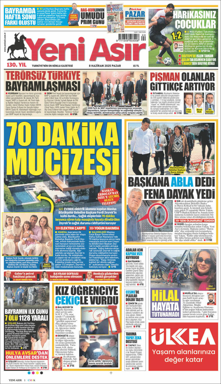 Portada de Yeni Asır (Turquía)