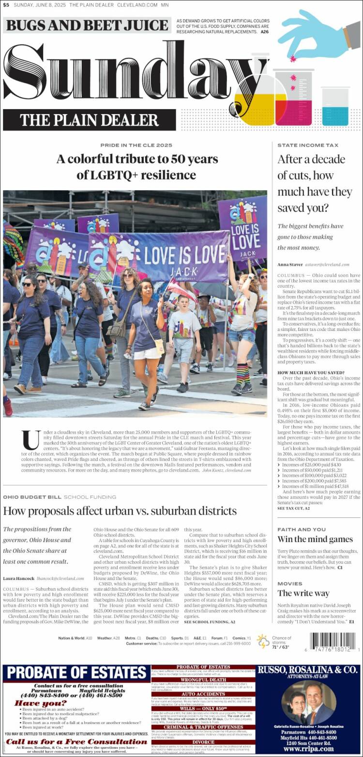 Portada de The Plain Dealer (USA)