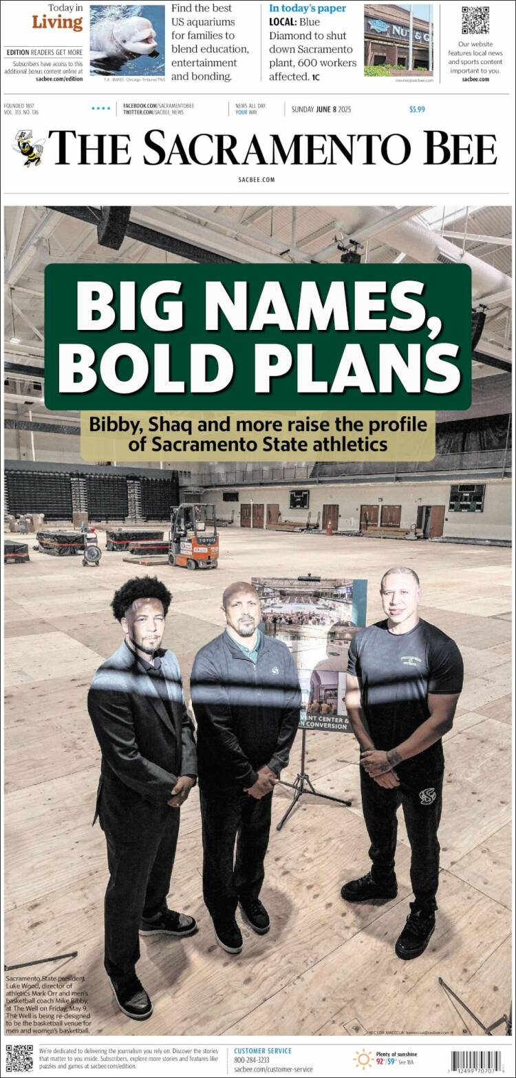 Portada de The Sacramento Bee (États-Unis)