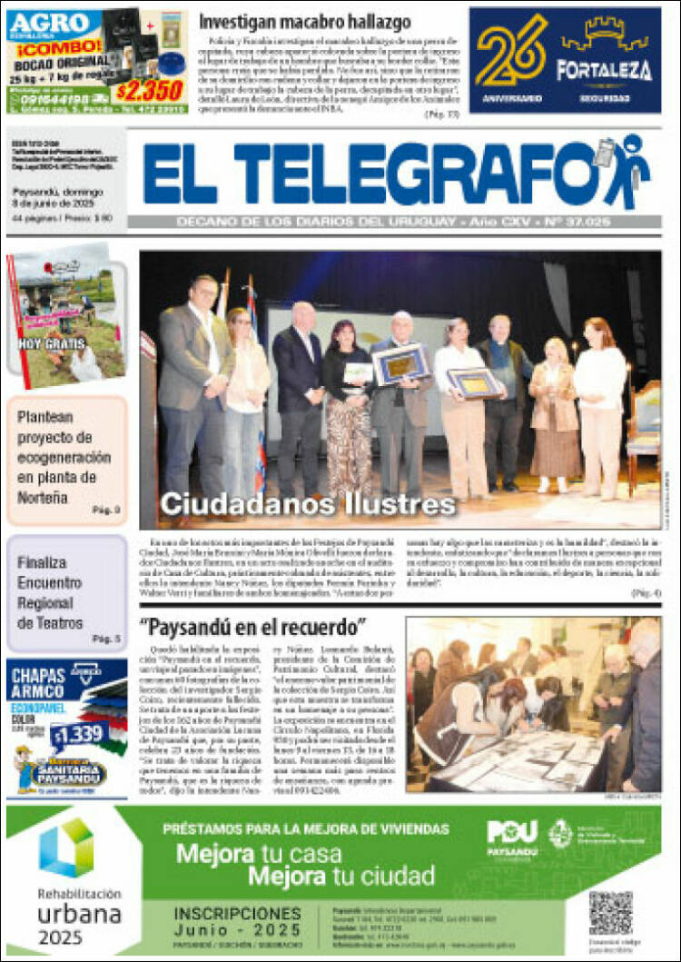 Portada de El Telégrafo (Uruguay)