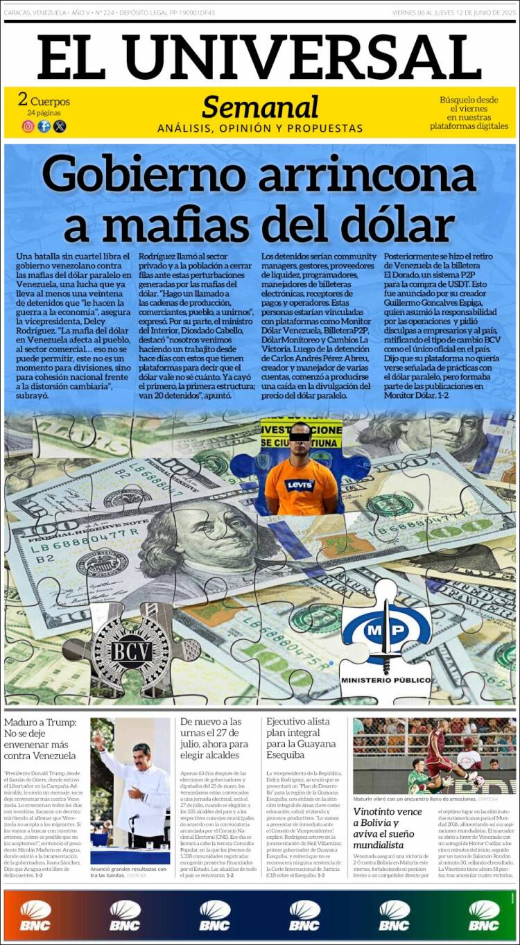 Portada de Universal (Venezuela)