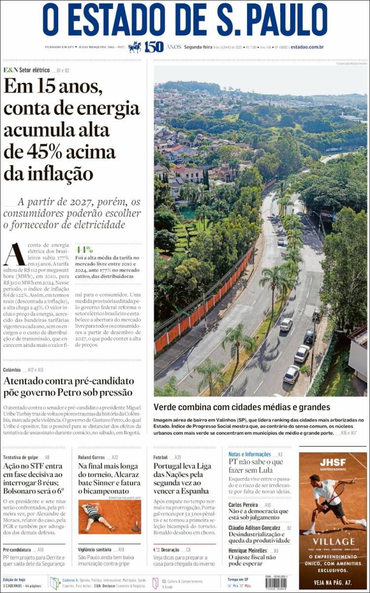 Portada de O Estado de São Paulo (Brasil)
