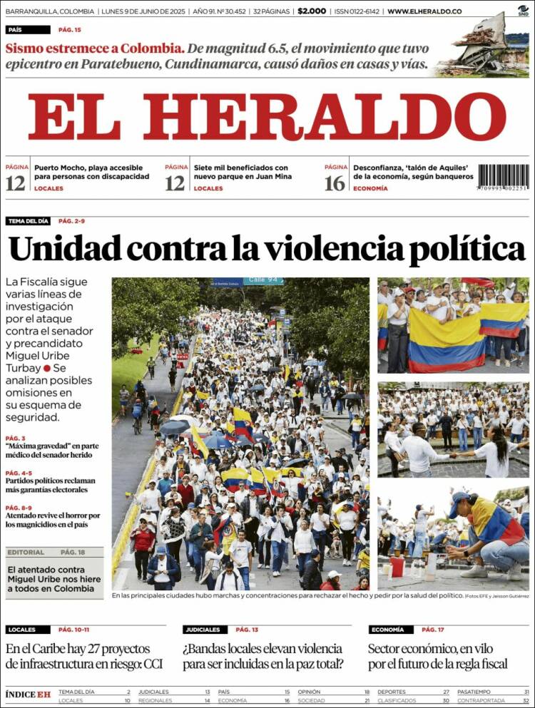 Portada de El Heraldo (Colombia)