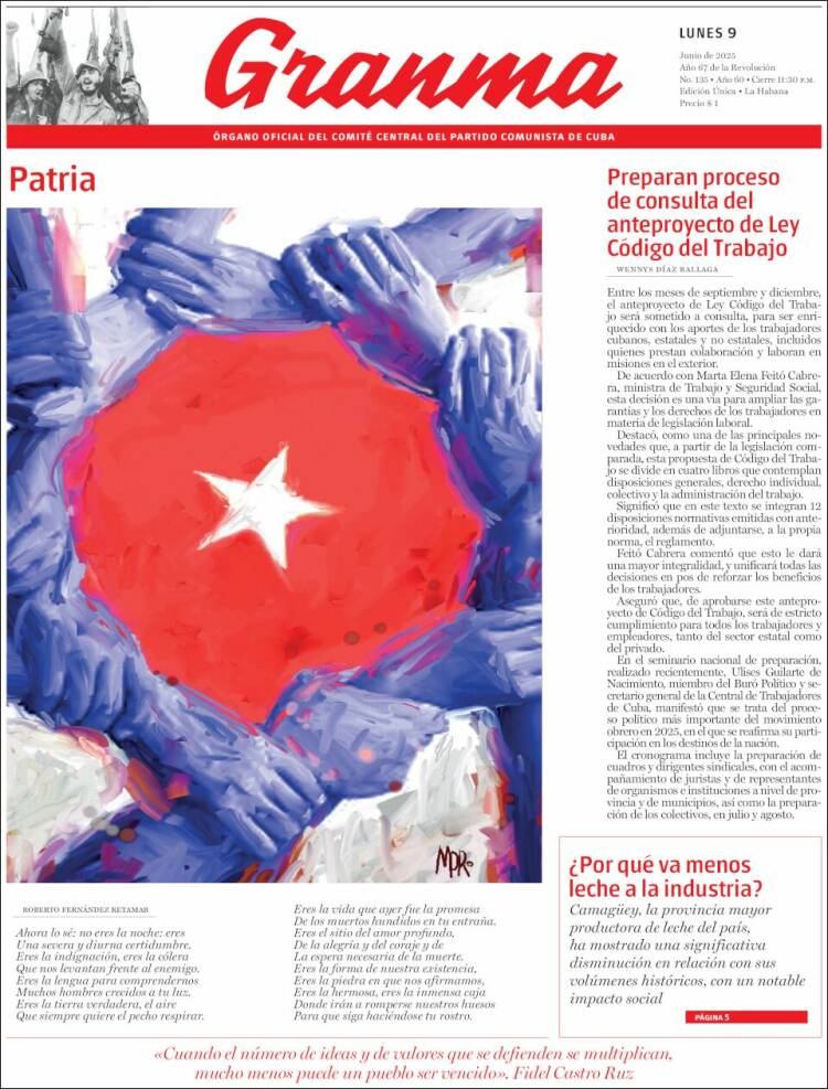 Portada de Granma (Cuba)
