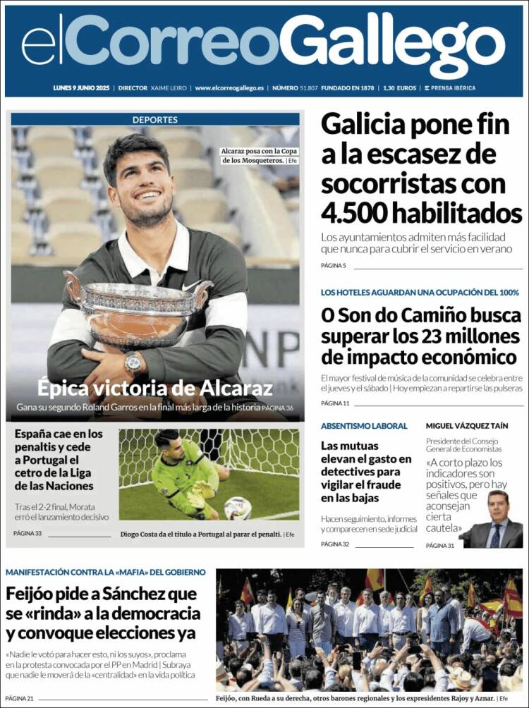 Portada de El Correo Gallego (España)