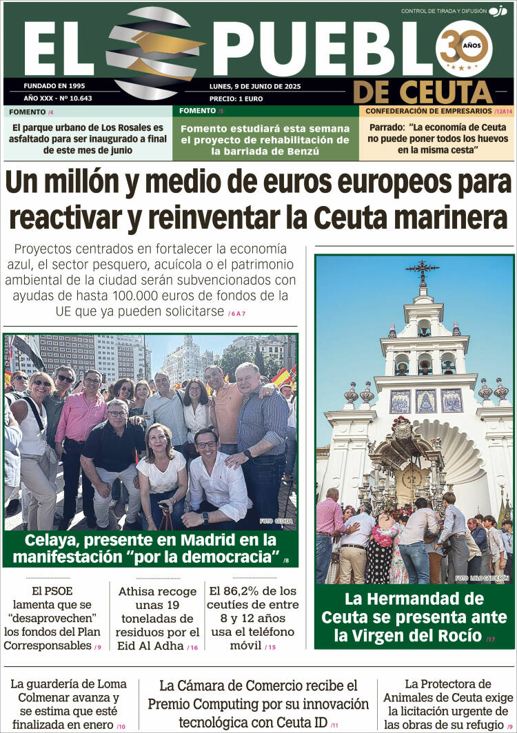 Portada de El Pueblo de Ceuta (Spain)