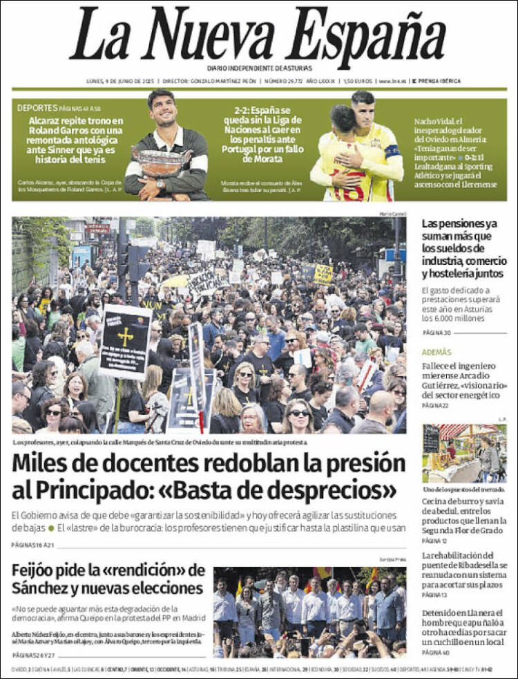 Portada de La Nueva España (España)