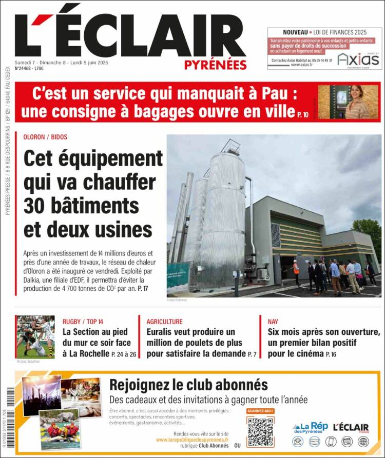 Portada de L'Eclair des Pyrénées (France)