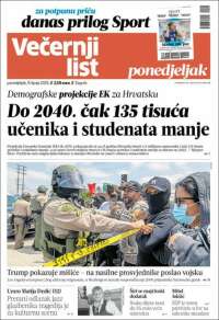 Portada de Večernji (Croatia)