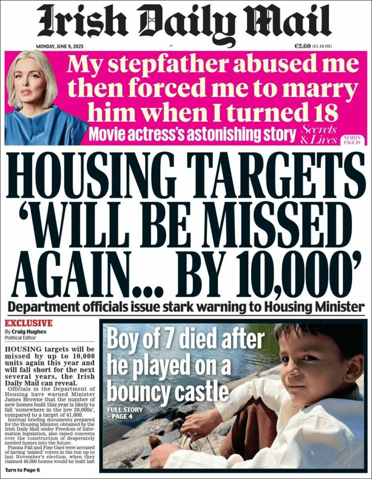 Portada de Irish Daily Mail (Irlanda)