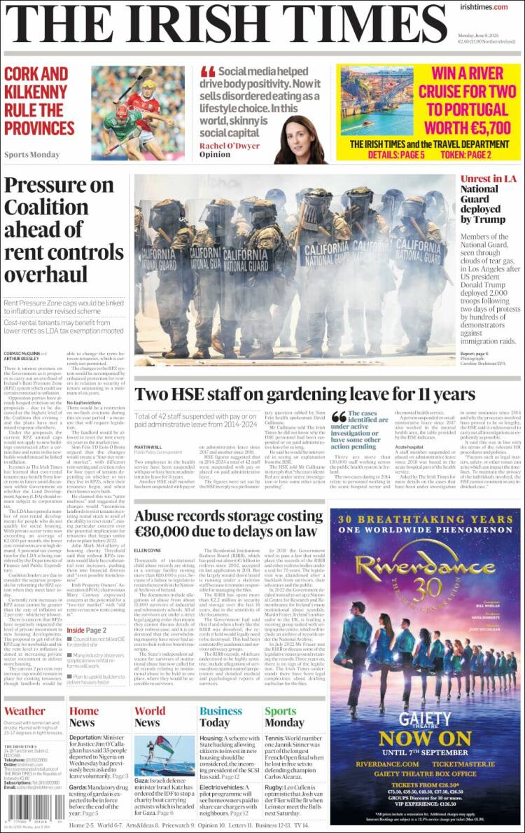 Portada de Irish Times (Irlanda)