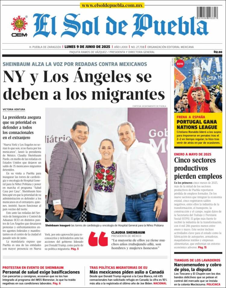 Portada de El Sol de Puebla (Mexico)