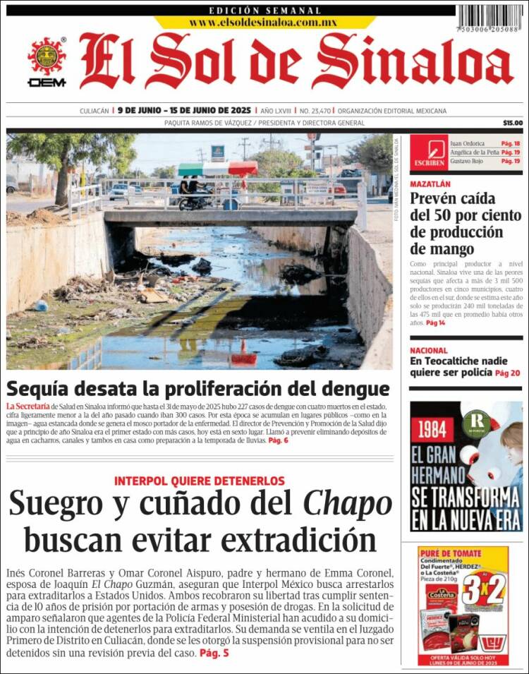Portada de El Sol de Sinaloa (Mexico)