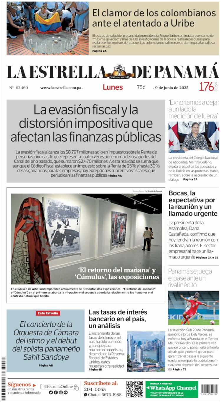 Portada de La Estrella de Panamá (Panamá)