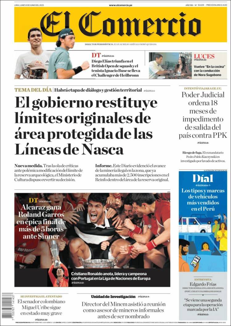Portada de El Comercio (Peru)