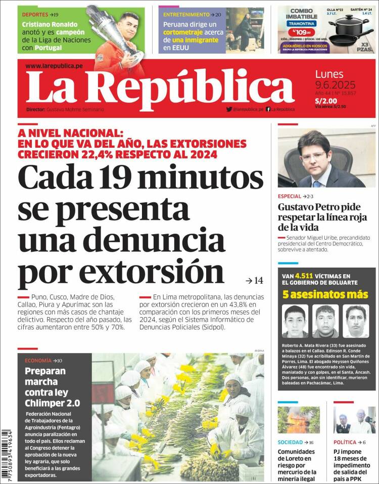 Portada de La Republica (Peru)