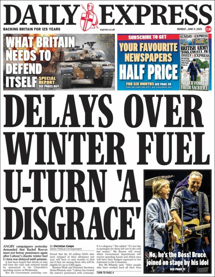 Portada de Daily Express (Reino Unido)
