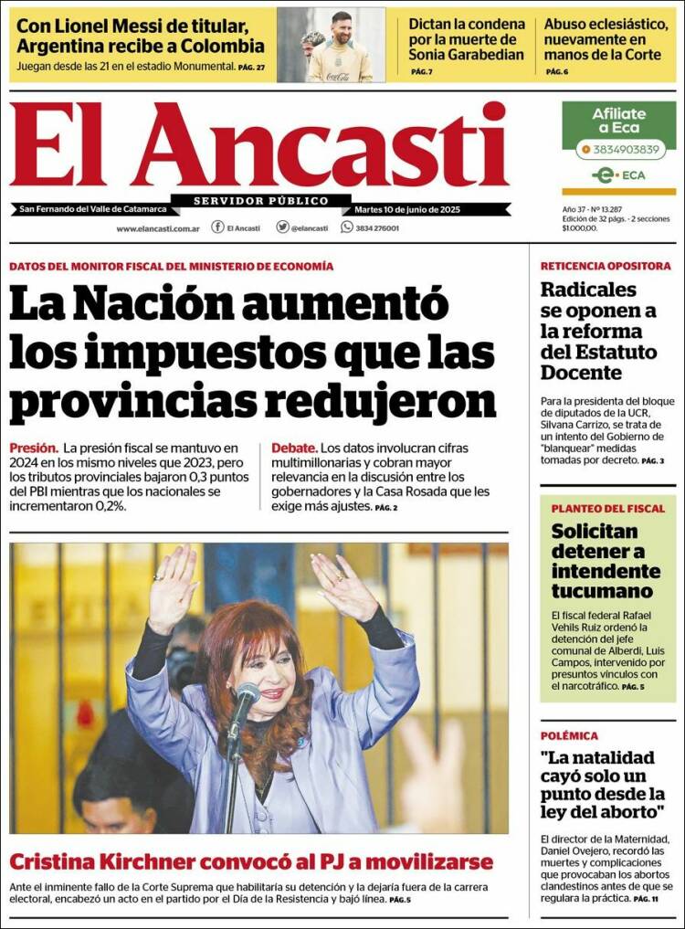 Portada de El Ancasti (Argentina)