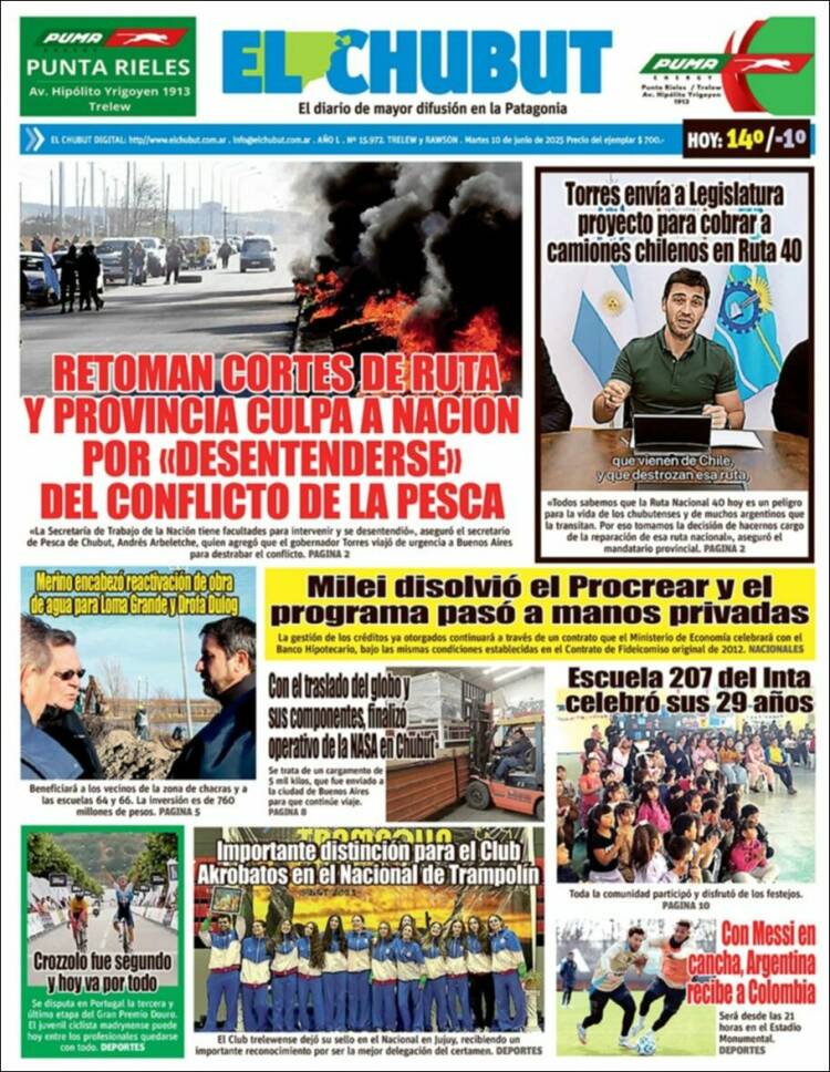 Portada de El Chubut (Argentina)