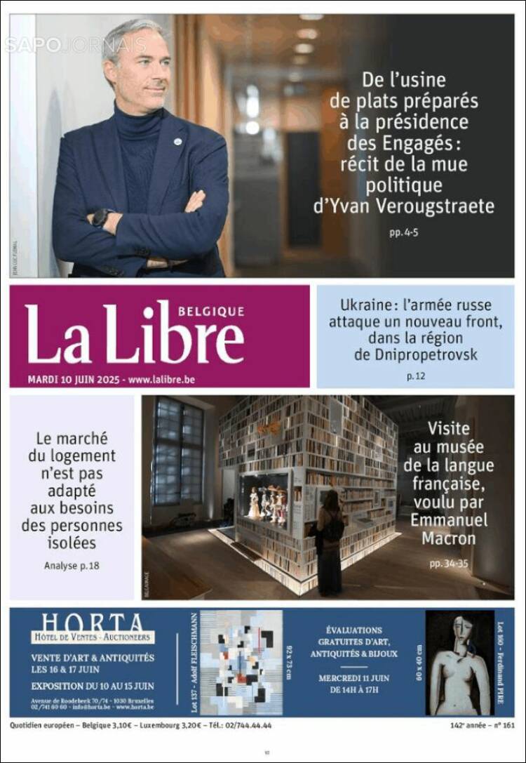 Portada de La Libre.be (Bélgica)