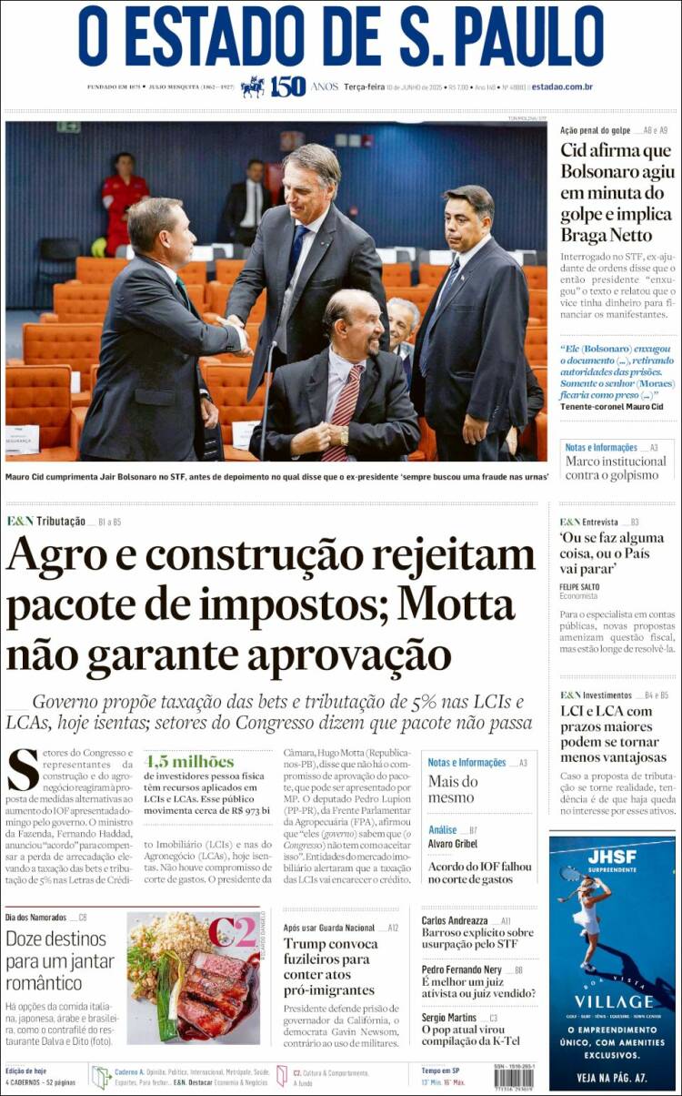 Portada de O Estado de São Paulo (Brasil)