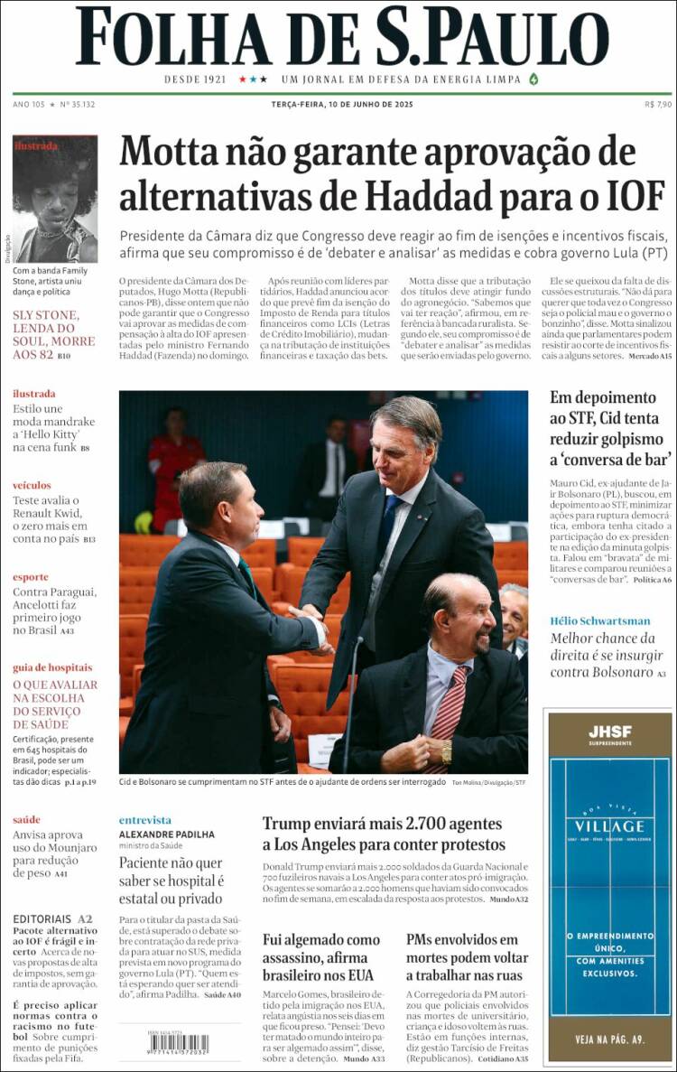 Portada de Folha de São Paulo (Brasil)