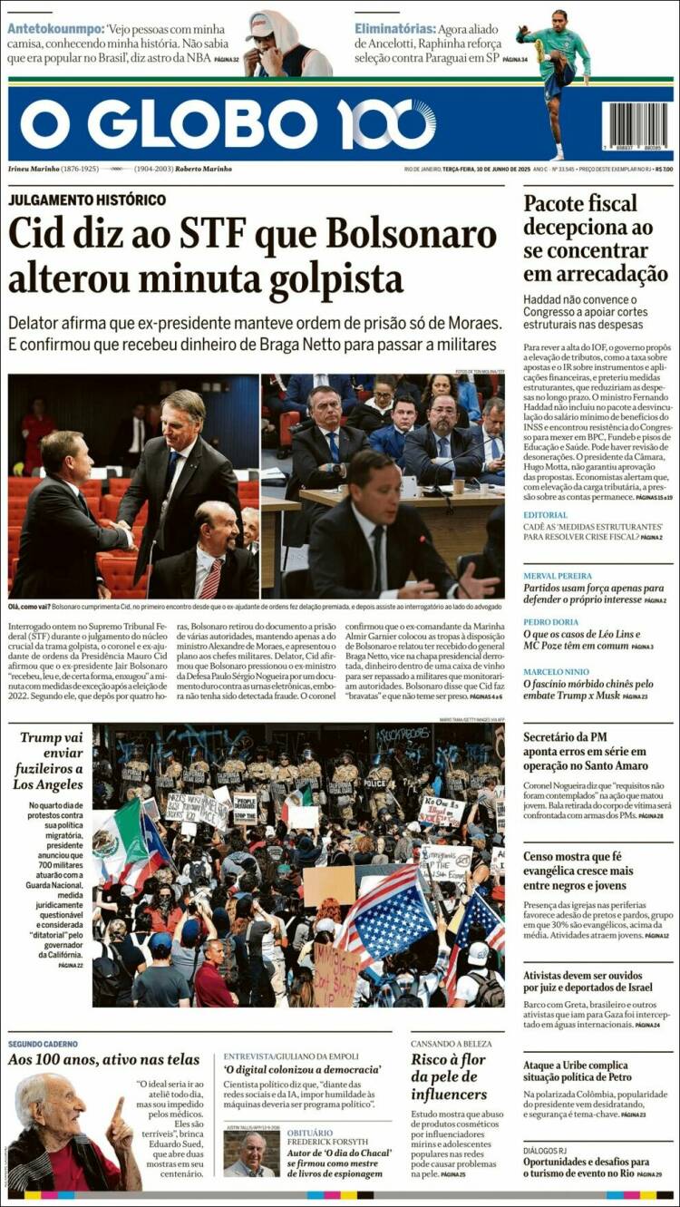 Portada de O Globo (Brasil)