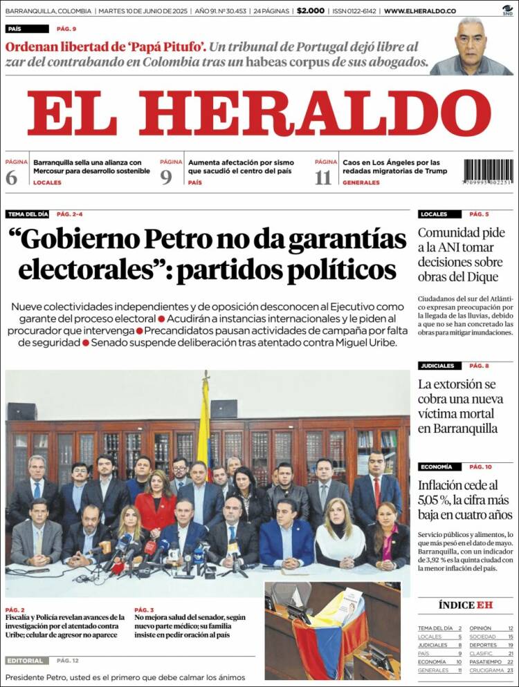 Portada de El Heraldo (Colombia)